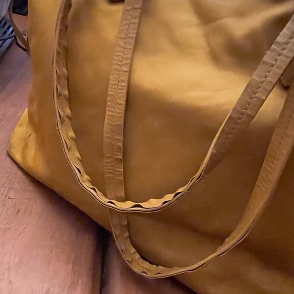 Prada Nylon Tote Saffiano Leather Tessuto Shoulder Tote Pre Loved Yellow - Picture 15 of 16